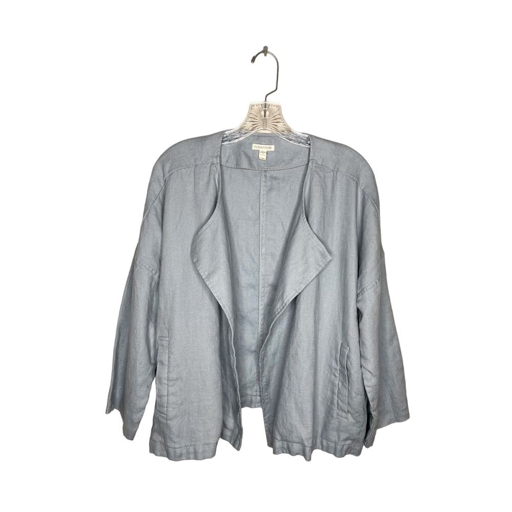 EILEEN FISHER Dawn Blue Linen Jacket Size Medium